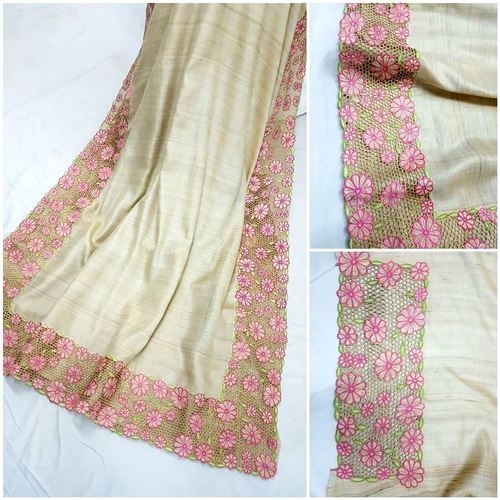 Tussar Silk Cut Work Saree