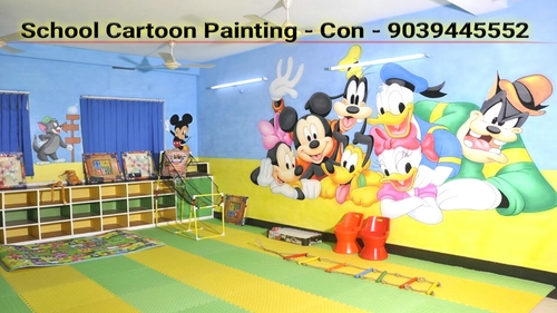 Cartoon Pictures For School Wall Painting