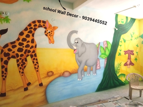 Cartoon Wall Painting For School Medium: Acrylic at Best Price in Indore | School  Wall Painting Artist