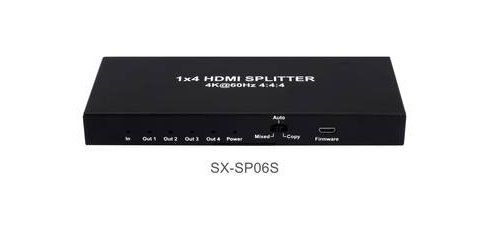 1x4 HDMI Splitter 18Gbps Support 3D 4k@60hz HDR EDID HDCP2.2 HDMI2.0