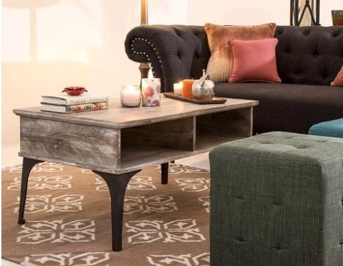 Wrought Iron Solid Wood And Metal Coffee Table