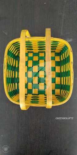 Bamboo Square Fruit Baskets With Handle