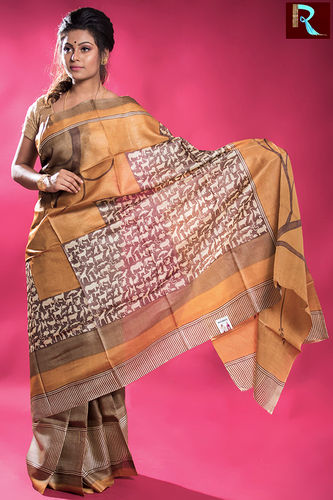 Tussar Silk Saree Of Unique Color And Design