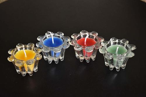 Glass Multicolor Candle Holder Set