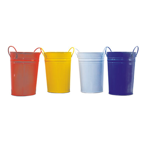 Multicolour Round Tall Galvanized Metal Bucket Planter With Handles