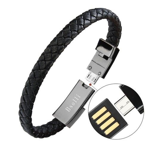 Black Elegant Bracelet Type Usb Data Cable