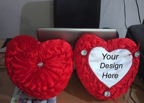 Red Customized Heart Shape Smoked Cushion