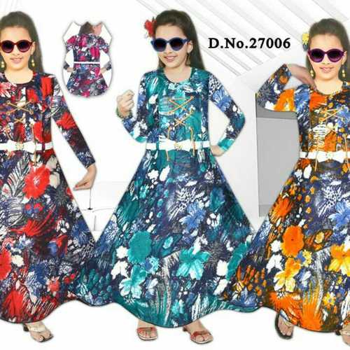 Rayon Long Midi Girl Kids Dress