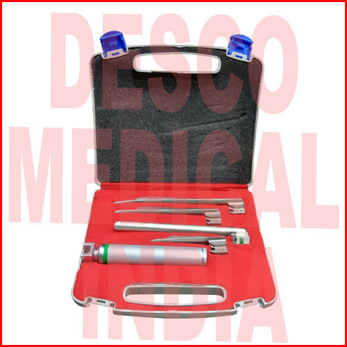Laryngoscope Fiber Optic 4 Miller SS Blades 1,2,3,4 - Stainless Steel, Sizes 00-4, Removable Light Pipe, Smooth Design