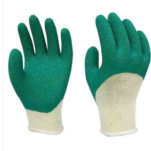 Construction Working Polyester Crinkle Palm Coated Latex Gloves