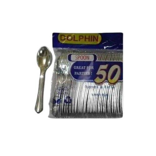 Plain Silver Color Plastic Spoon