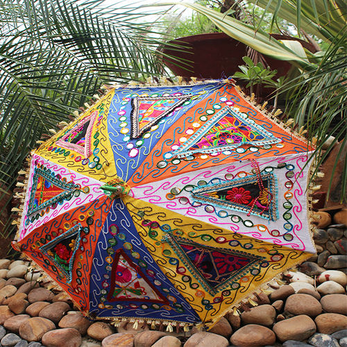 Indian Cotton Vintage Handmade Banjara Fabric Sun Protected Umbrella