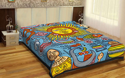 Mandala Indian 100% Cotton Fabric Zodiac Horoscope Hippie Hippy Astro Psychodelic Design Sun Moon Tapestry