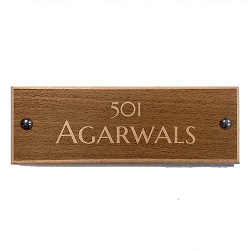 Brown And Green Engraved Name Plate For Office