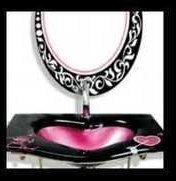 Black Heart Shape Glass Wash Basin