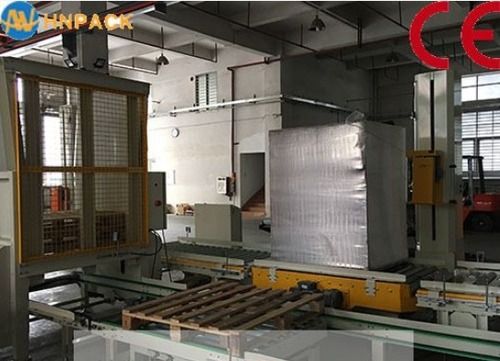 Automatic Fully Auto Conveyorized Pallet Wrapper Top Sheet Dispenser