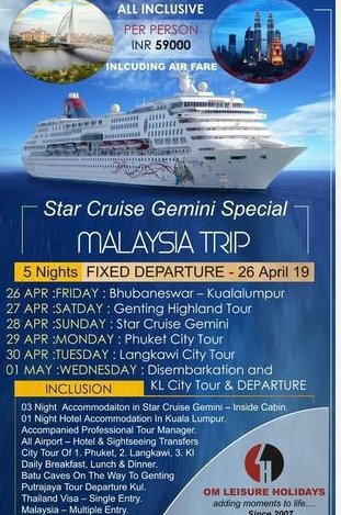 5 Nights Star Cruise Special Malaysia Trip Service By Om Leisure Holidays Pvt Ltd