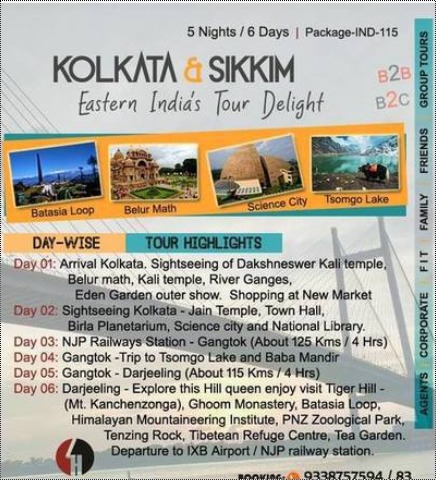 5 रातें, 6 दिन कोलकाता और सिक्किम टूर पैकेज