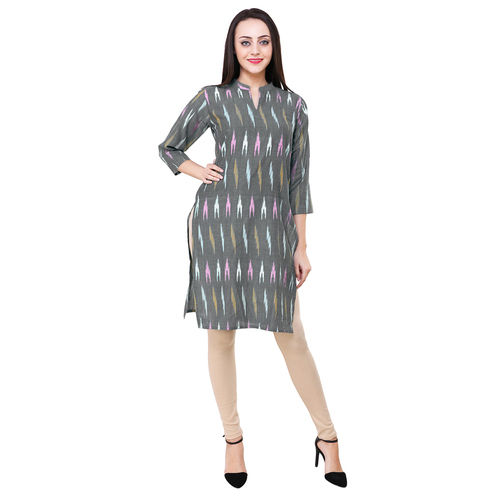 Khadi Lock In Lightening Pattern South Cotton Kurti Bust Size: 36 Inch (In)