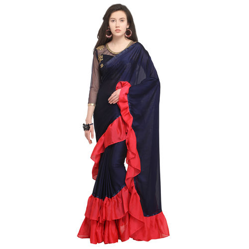 HERE&NOW Red & Black Sequinned Embellished Pure Georgette Saree -  Absolutely Desi