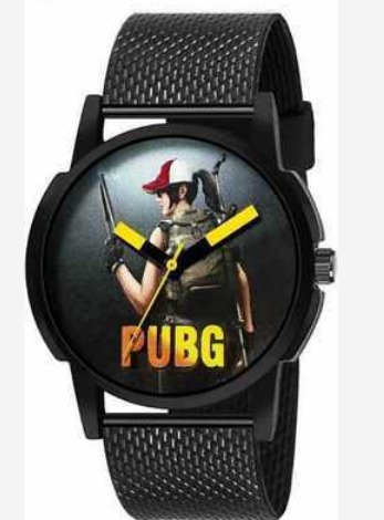 Multicolor Mens Black Pu Pubg Watch