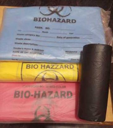 Yellow Plastic Biohazard Waste Bags