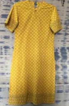 Zubeida Ethnic Kurti - Cambric Fabric, Available in Multiple Sizes S-XXL, Yellow Color, Printed Pattern | Breathable, No Fade, Short Sleeve, Perfect for Casual and Party Wear
