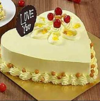 Heart Shape Butterscotch Cake
