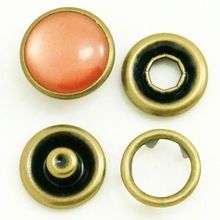 Round Brass Metal Ring Cap Pearl Prong Snap Button For Baby Garments