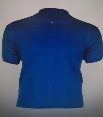 Cotton Half Sleeves Collar Neck Blue Color Mens T-Shirt