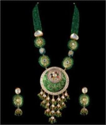 Green Designer Beaded Imitation Necklace Set