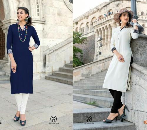 Cotton Formal Wear Ladies Plain Kurtis