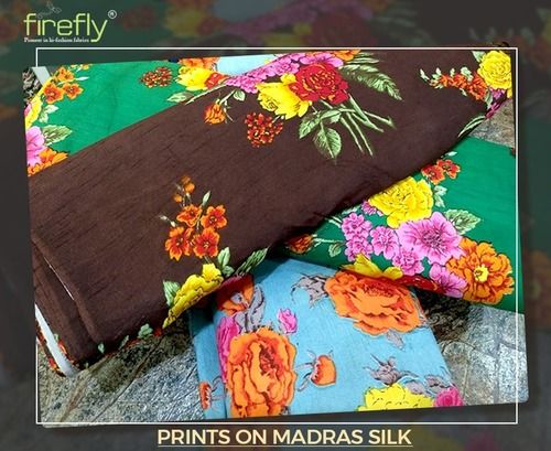 Multi Color Printed Madras Silk Fabrics