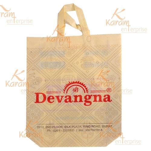 Ivory Logo Printed Non Woven Loop Handle Bag