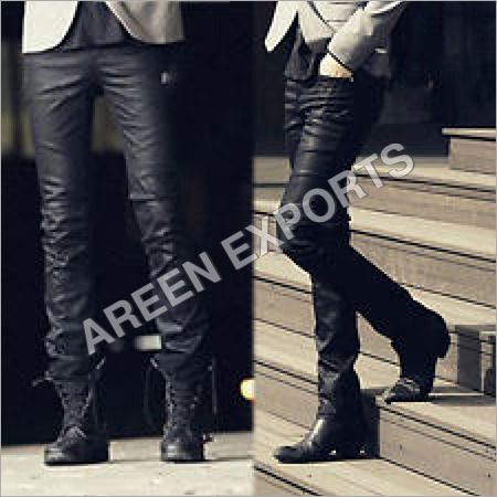 Mens Slim Fit Leather Pants Base Material: Metal Base