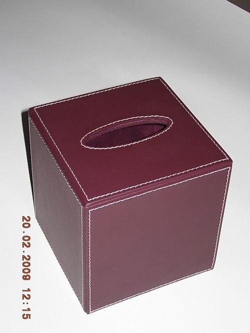 Burgundy Square Tissue Cover Box