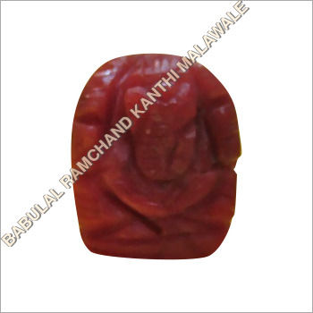 Red Coral Ganpati Statue