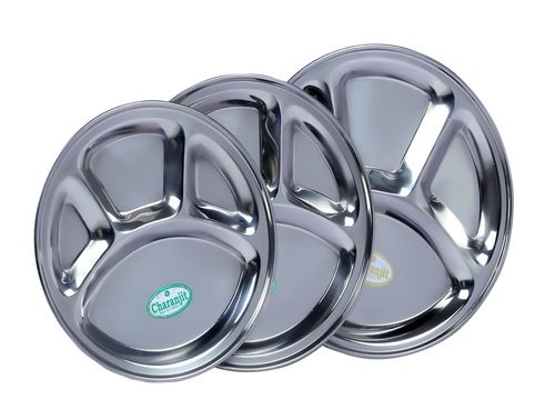 Stainless Steel Round Compartment Plate
