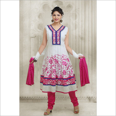 White Cotton Embroidery Suit