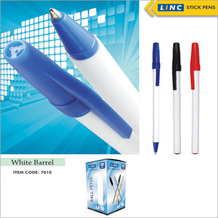 White Barrel Stick Pen