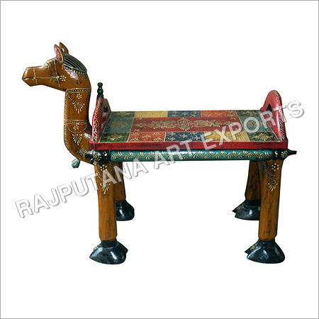 Wood Painted Camel Stool