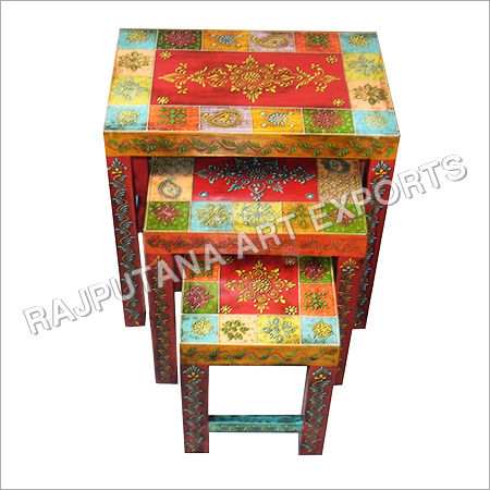 Wooden Designer Painted Stool