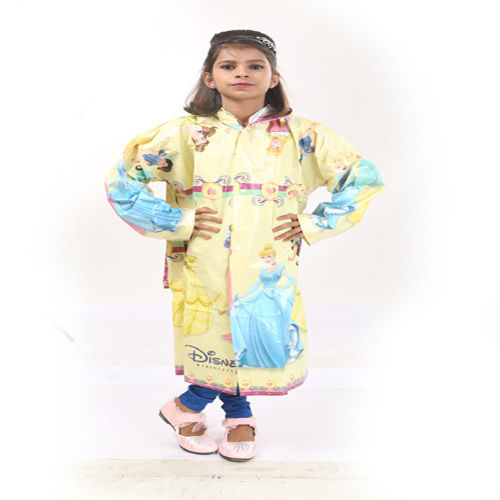 RF PVC Kids Printed Raincoat With School Bag Space