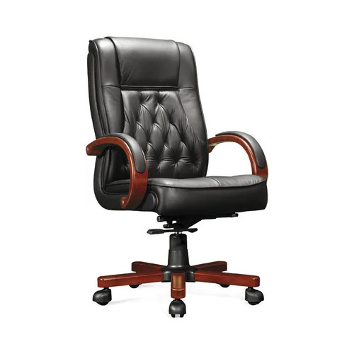 High Back Chair Wooden Arms Wooden Base