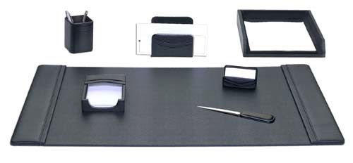 Black Top Grain Genuine Leather Desk set