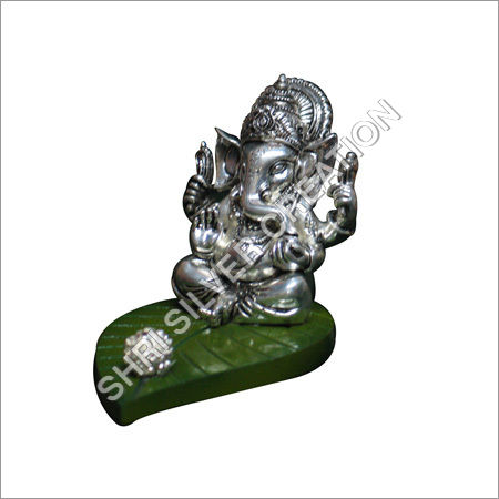 Silver Plated  Ganesha on leaf 2