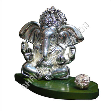 Silver Plated  Ganesha on leaf