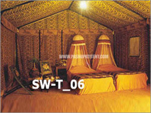 Swiss Cottage Tent - Double Fly, 24'x12' or 28'x14' | Ideal for Resorts, Attached Bath/Dress Room, Open/Closed Verandah