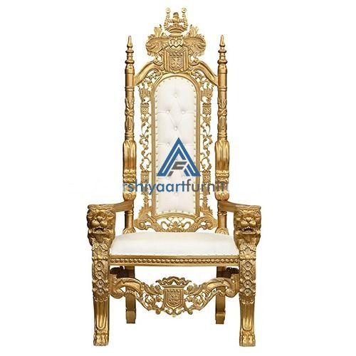 Gold Leaf Finish King Throne Chair Home Furniture