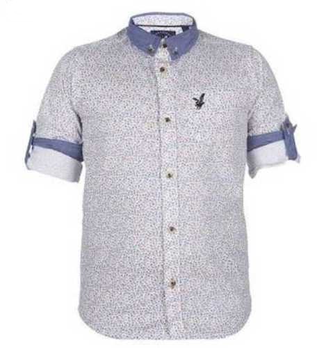 Boys Casual Shirt With Standard Collar - Cotton Blend, Sizes S to XXXL, Blue Color, Printed Pattern | Skin Friendly, Smooth Texture, Machine Washable